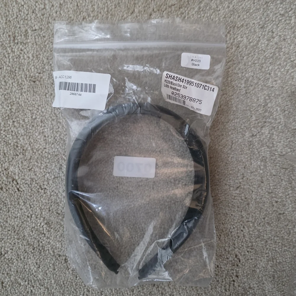 Shashi Lilith Black Headband Cushioned Faux Leather NEW